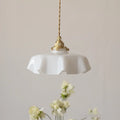 Traditional French Brass Glass Iron Round Folded 1-light Pendant Light for Bedside BulbSquare