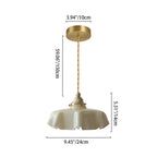 Traditional French Brass Glass Iron Round Folded 1-light Pendant Light for Bedside BulbSquare