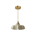 Traditional French Brass Glass Iron Round Folded 1-light Pendant Light for Bedside BulbSquare