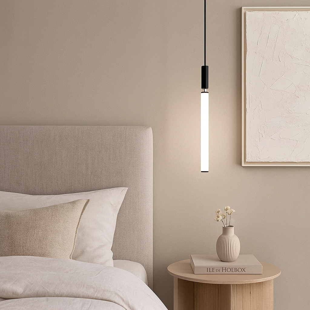 Modern Minimalist Aluminum Acrylic Strip LED Pendant Light for Bedside