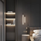 Modern Minimalist Aluminum Acrylic Strip LED Pendant Light for Bedside BulbSquare