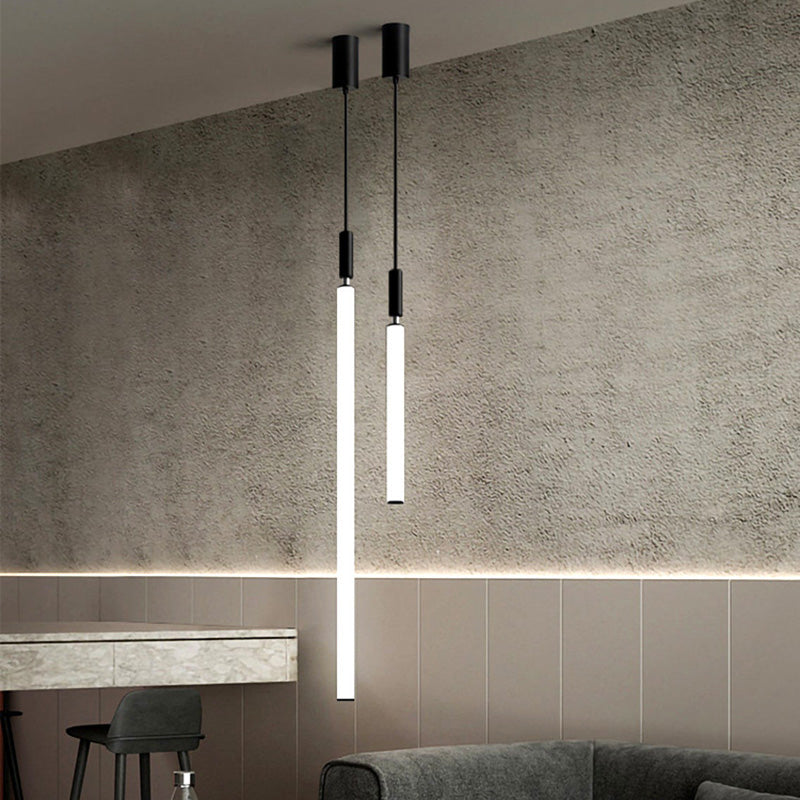 Modern Minimalist Aluminum Acrylic Strip LED Pendant Light for Bedside