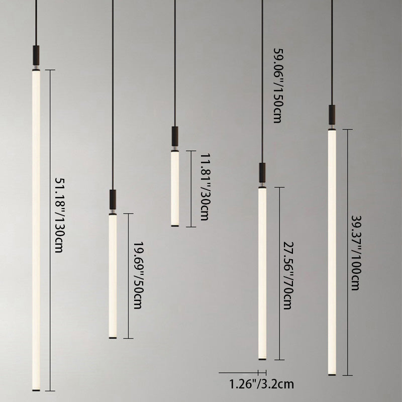 Modern Minimalist Aluminum Acrylic Strip LED Pendant Light for Bedside