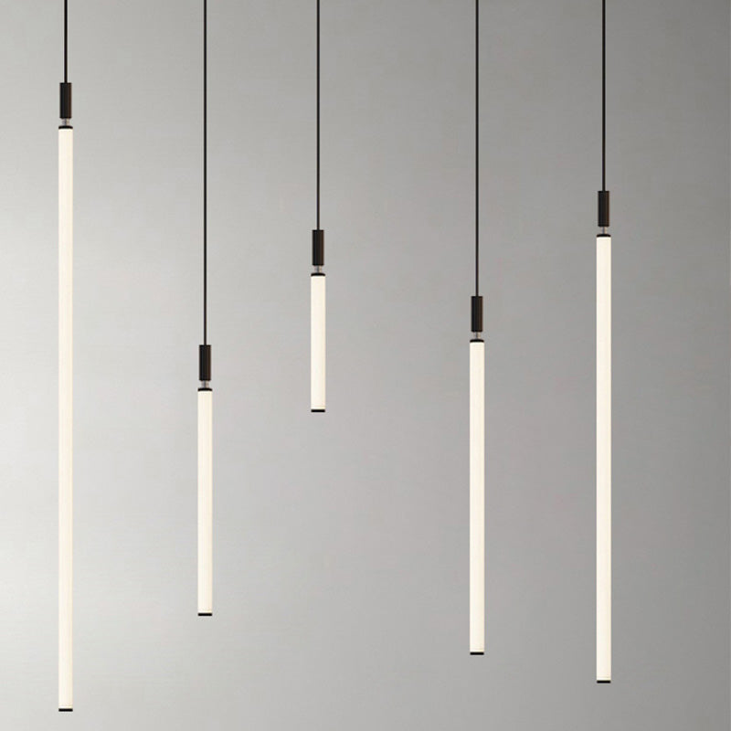 Modern Minimalist Aluminum Acrylic Strip LED Pendant Light for Bedside