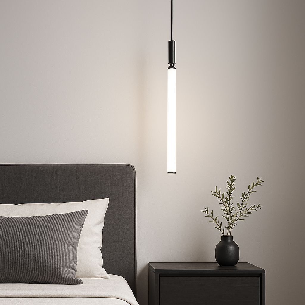 Modern Minimalist Aluminum Acrylic Strip LED Pendant Light for Bedside