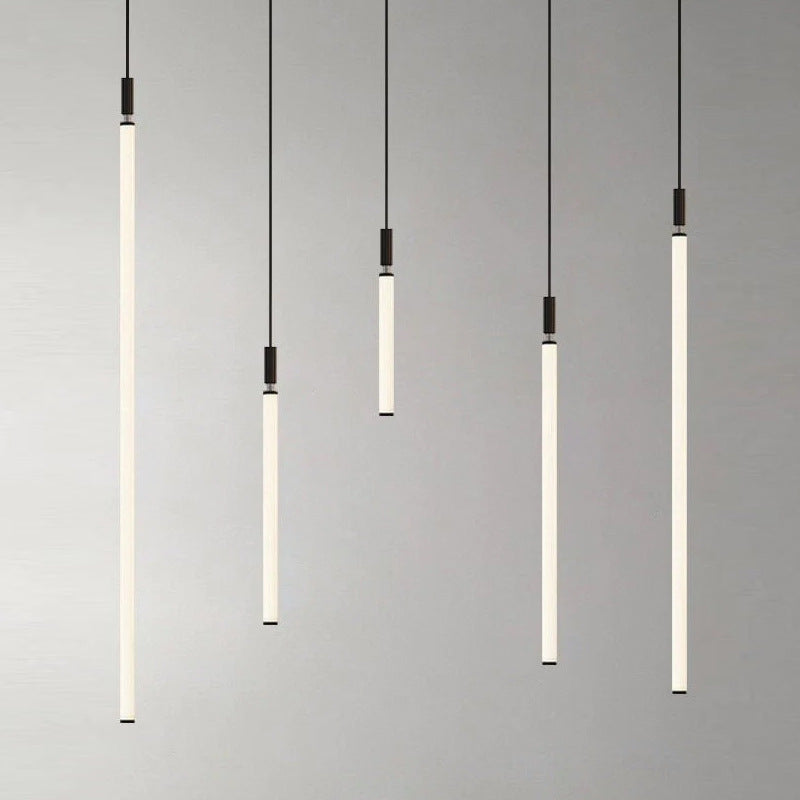 Modern Minimalist Aluminum Acrylic Strip LED Pendant Light for Bedside