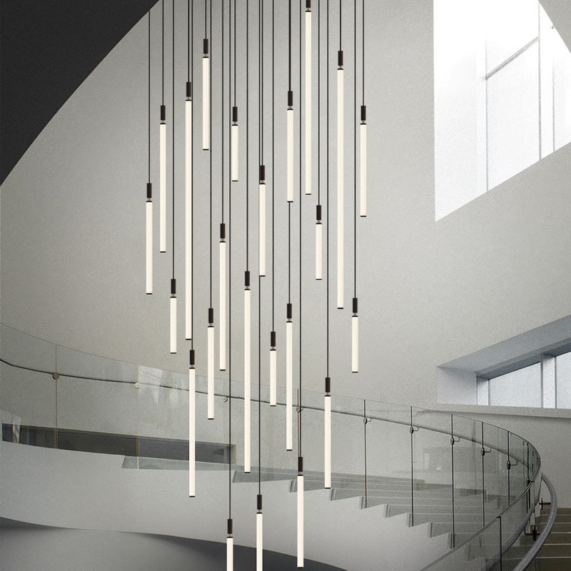 Modern Minimalist Aluminum Acrylic Strip LED Pendant Light for Bedside