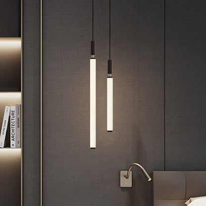 Modern Minimalist Aluminum Acrylic Strip LED Pendant Light for Bedside