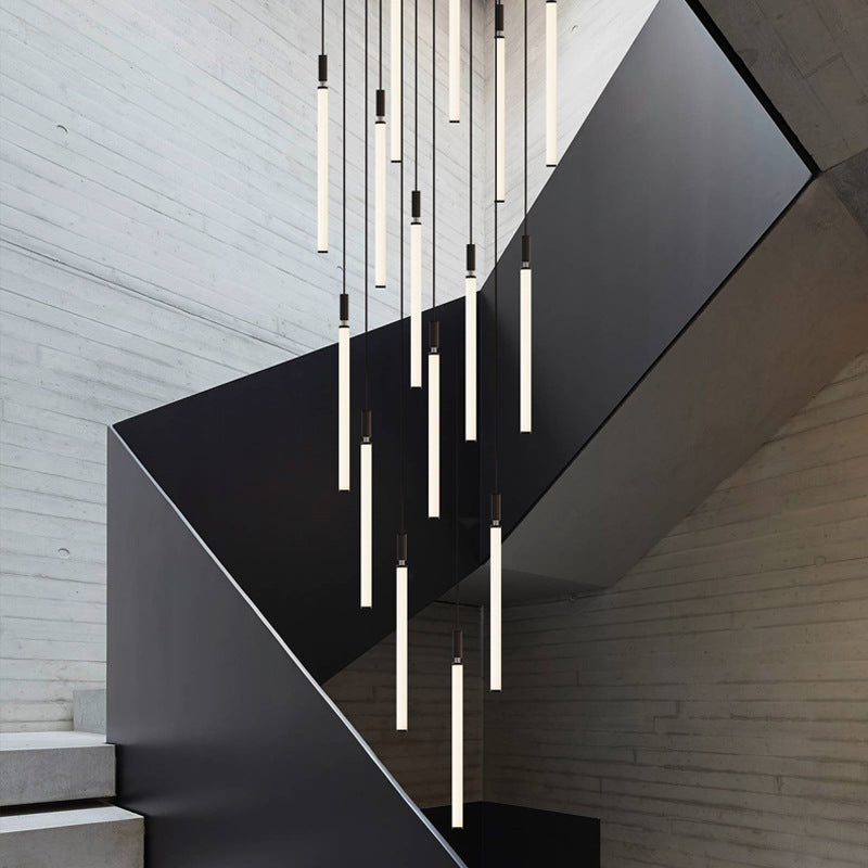 Modern Minimalist Aluminum Acrylic Strip LED Pendant Light for Bedside