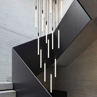 Modern Minimalist Aluminum Acrylic Strip LED Pendant Light for Bedside