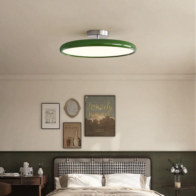 Modern Minimalist Iron Acrylic Round Adjustable LED Semi-flush Mount Ceiling Light for Bedroom