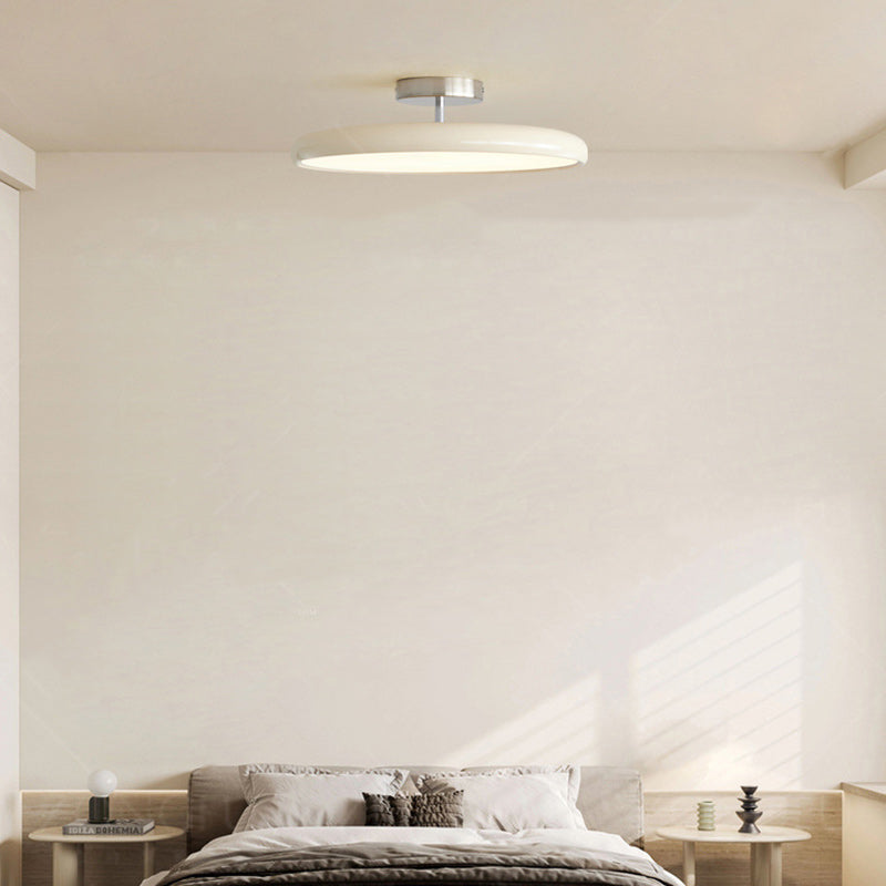 Modern Minimalist Iron Acrylic Round Adjustable LED Semi-flush Mount Ceiling Light for Bedroom