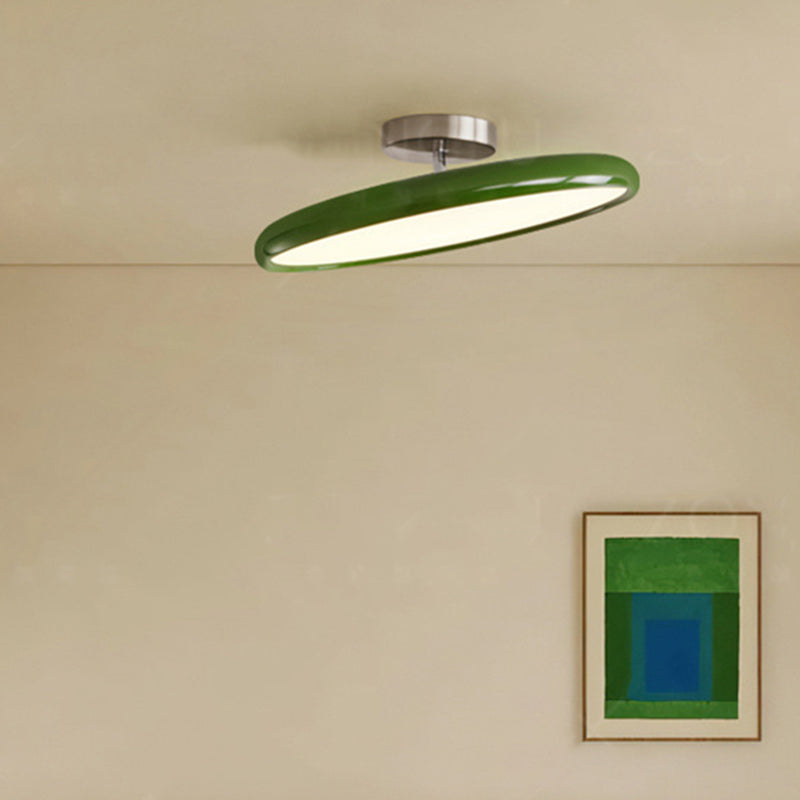 Modern Minimalist Iron Acrylic Round Adjustable LED Semi-flush Mount Ceiling Light for Bedroom