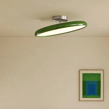 Modern Minimalist Iron Acrylic Round Adjustable LED Semi-flush Mount Ceiling Light for Bedroom