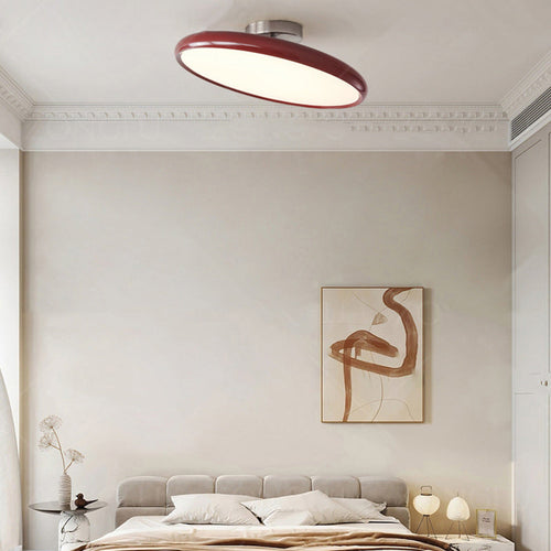 Modern Minimalist Iron Acrylic Round Adjustable LED Semi-flush Mount Ceiling Light for Bedroom