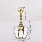 Modern Mid-century Waterproof Copper Glass Cage Rhombic Cylinder 1/3/4 Light Chandeliers for Outdoor Patio Lumendat