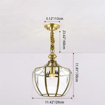 Modern Mid-century Waterproof Copper Glass Cage Rhombic Cylinder 1/3/4 Light Chandeliers for Outdoor Patio