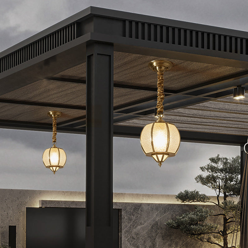 Modern Mid-century Waterproof Copper Glass Cage Rhombic Cylinder 1/3/4 Light Chandeliers for Outdoor Patio