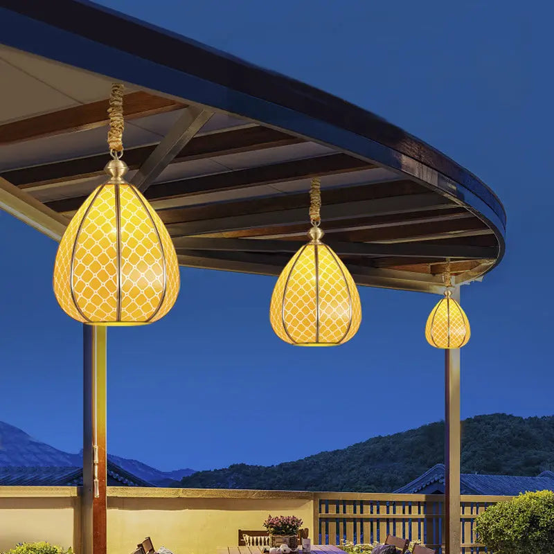 Modern Mid-century Waterproof Copper Glass Cage Rhombic Cylinder 1/3/4 Light Chandeliers for Outdoor Patio Lumendat