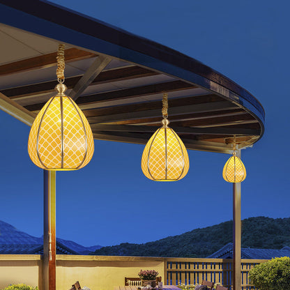 Modern Mid-century Waterproof Copper Glass Cage Rhombic Cylinder 1/3/4 Light Chandeliers for Outdoor Patio