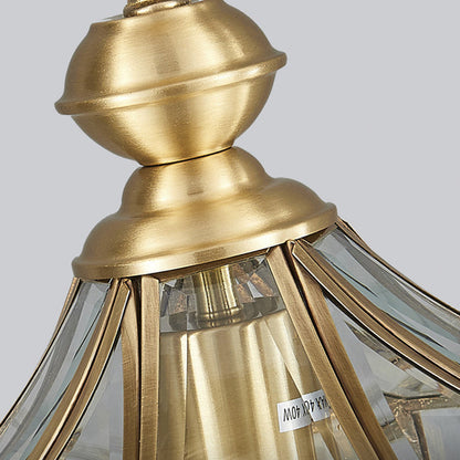Modern Mid-century Waterproof Copper Glass Cage Rhombic Cylinder 1/3/4 Light Chandeliers for Outdoor Patio