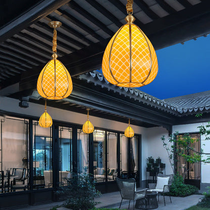 Modern Mid-century Waterproof Copper Glass Cage Rhombic Cylinder 1/3/4 Light Chandeliers for Outdoor Patio