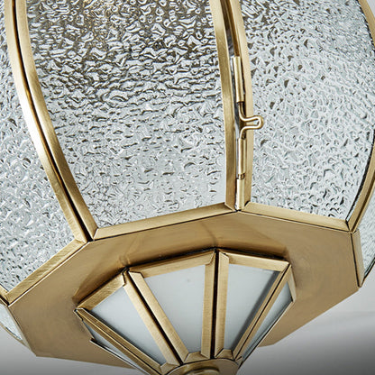 Modern Mid-century Waterproof Copper Glass Cage Rhombic Cylinder 1/3/4 Light Chandeliers for Outdoor Patio
