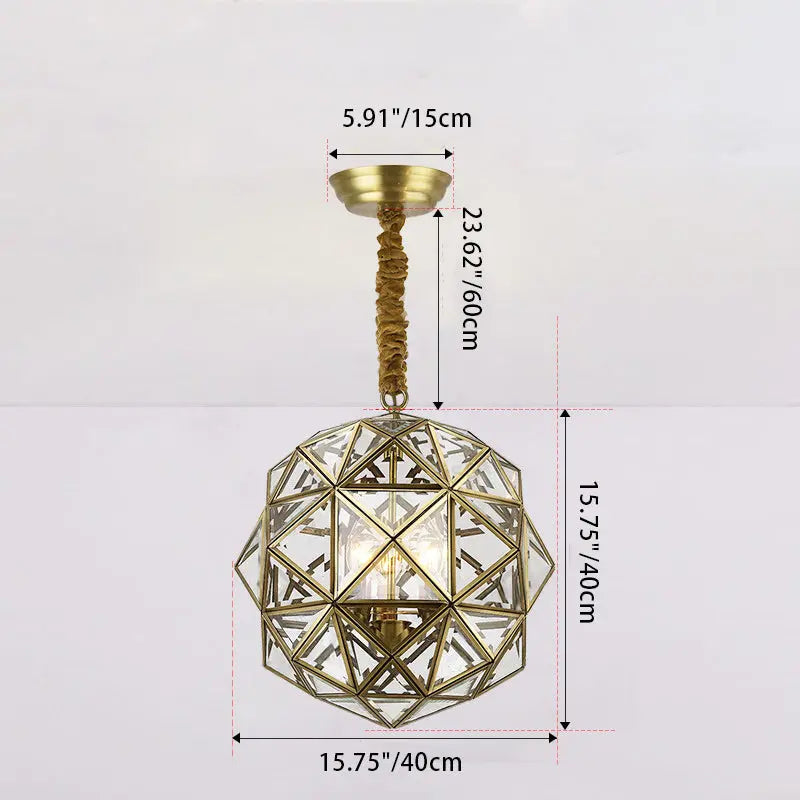 Modern Mid-century Waterproof Copper Glass Cage Rhombic Cylinder 1/3/4 Light Chandeliers for Outdoor Patio Lumendat
