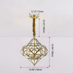 Modern Mid-century Waterproof Copper Glass Cage Rhombic Cylinder 1/3/4 Light Chandeliers for Outdoor Patio Lumendat