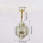 Modern Mid-century Waterproof Copper Glass Cage Rhombic Cylinder 1/3/4 Light Chandeliers for Outdoor Patio Lumendat