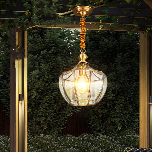 Modern Mid-century Waterproof Copper Glass Cage Rhombic Cylinder 1/3/4 Light Chandeliers for Outdoor Patio