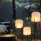Modern Simplicity Solar Waterproof Cylinder Stainless Steel Acrylic LED Standing Floor Lamp For Outdoor Patio Lumendat