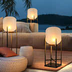 Modern Simplicity Solar Waterproof Cylinder Stainless Steel Acrylic LED Standing Floor Lamp For Outdoor Patio Lumendat