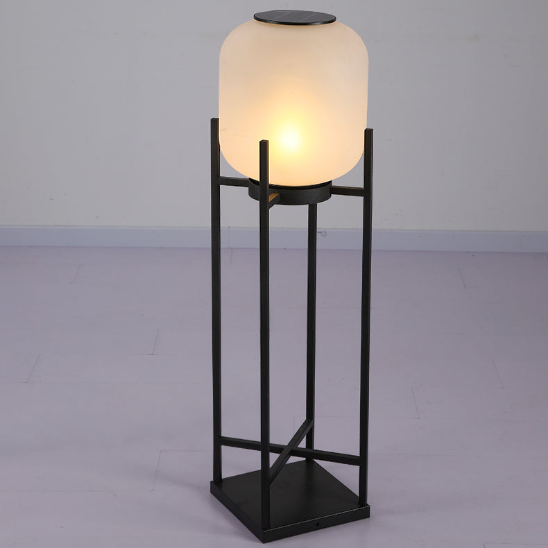 Modern Simplicity Solar Waterproof Cylinder Stainless Steel Acrylic LED Standing Floor Lamp For Outdoor Patio Lumendat