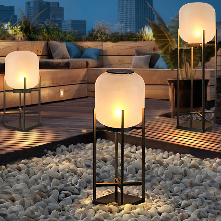 Modern Simplicity Solar Waterproof Cylinder Stainless Steel Acrylic LED Standing Floor Lamp For Outdoor Patio Lumendat