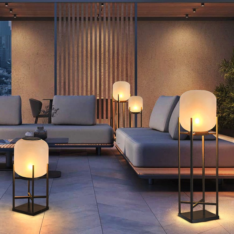 Modern Simplicity Solar Waterproof Cylinder Stainless Steel Acrylic LED Standing Floor Lamp For Outdoor Patio Lumendat