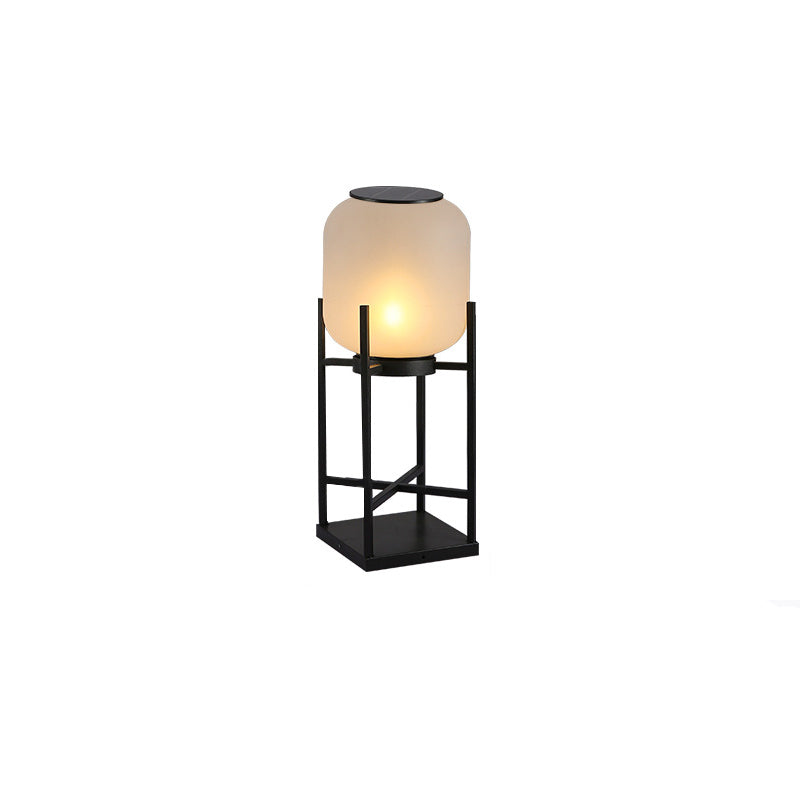 Modern Simplicity Solar Waterproof Cylinder Stainless Steel Acrylic LED Standing Floor Lamp For Outdoor Patio Lumendat