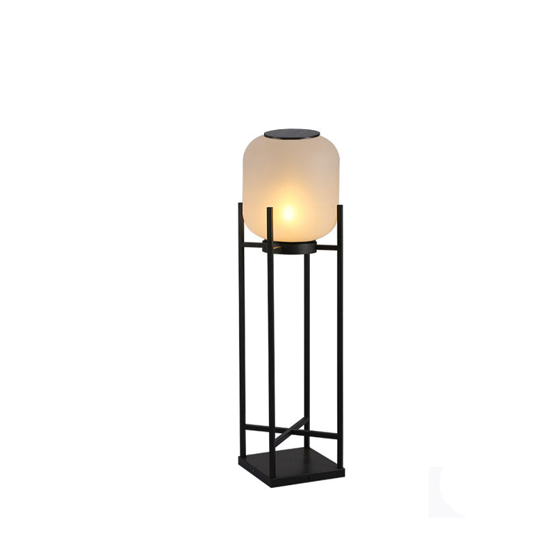 Modern Simplicity Solar Waterproof Cylinder Stainless Steel Acrylic LED Standing Floor Lamp For Outdoor Patio Lumendat