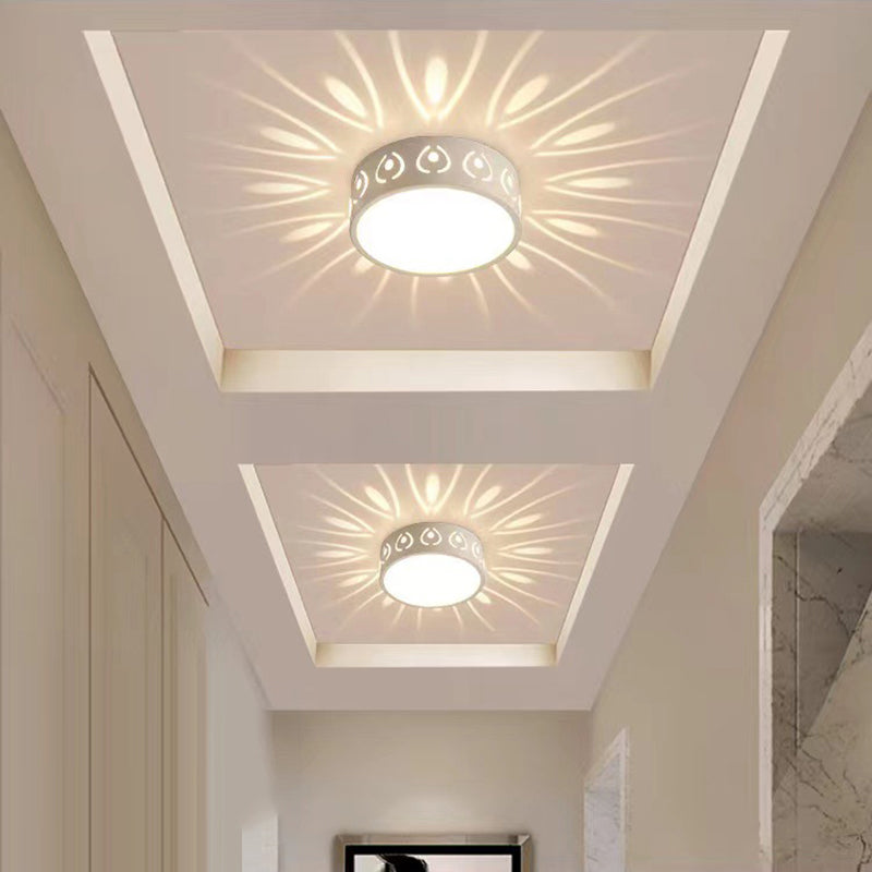 Contemporary Nordic Iron Acrylic Round Shadow LED Flush Mount Ceiling Light for Hallway BulbSquare