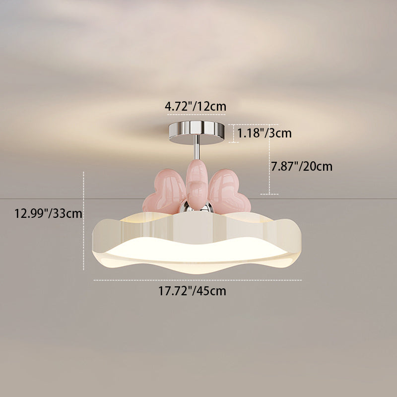 Lumendat Contemporary Nordic Kids Round Heart Iron Acrylic PU LED Semi-Flush Mount Ceiling Light For Bedroom Lumendat