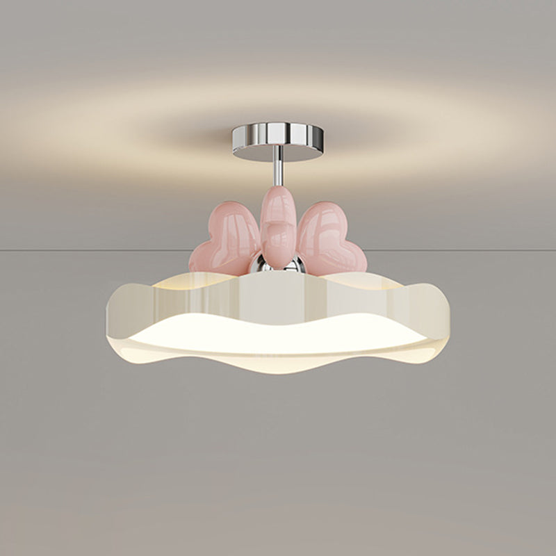 Lumendat Contemporary Nordic Kids Round Heart Iron Acrylic PU LED Semi-Flush Mount Ceiling Light For Bedroom Lumendat
