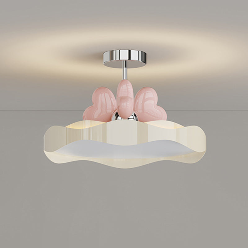 Lumendat Contemporary Nordic Kids Round Heart Iron Acrylic PU LED Semi-Flush Mount Ceiling Light For Bedroom Lumendat