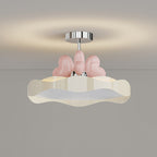 Lumendat Contemporary Nordic Kids Round Heart Iron Acrylic PU LED Semi-Flush Mount Ceiling Light For Bedroom Lumendat
