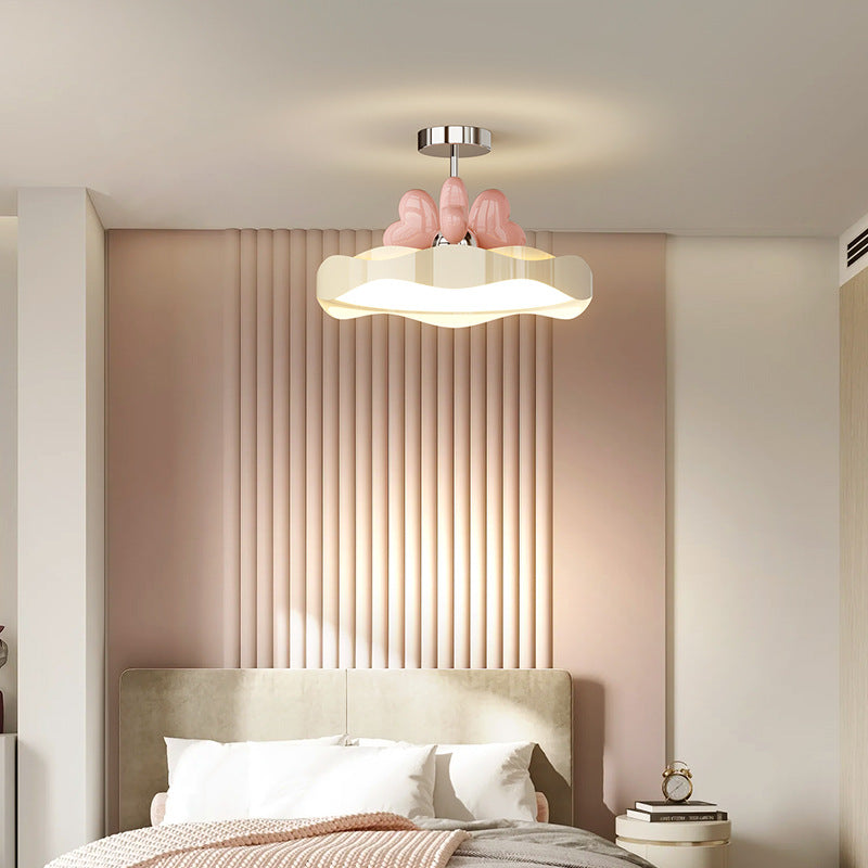 Lumendat Contemporary Nordic Kids Round Heart Iron Acrylic PU LED Semi-Flush Mount Ceiling Light For Bedroom Lumendat