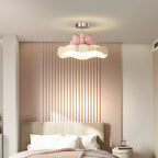 Lumendat Contemporary Nordic Kids Round Heart Iron Acrylic PU LED Semi-Flush Mount Ceiling Light For Bedroom Lumendat