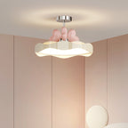 Lumendat Contemporary Nordic Kids Round Heart Iron Acrylic PU LED Semi-Flush Mount Ceiling Light For Bedroom Lumendat
