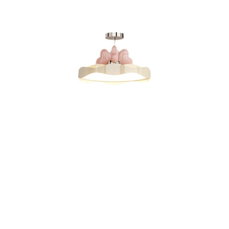 Lumendat Contemporary Nordic Kids Round Heart Iron Acrylic PU LED Semi-Flush Mount Ceiling Light For Bedroom Lumendat