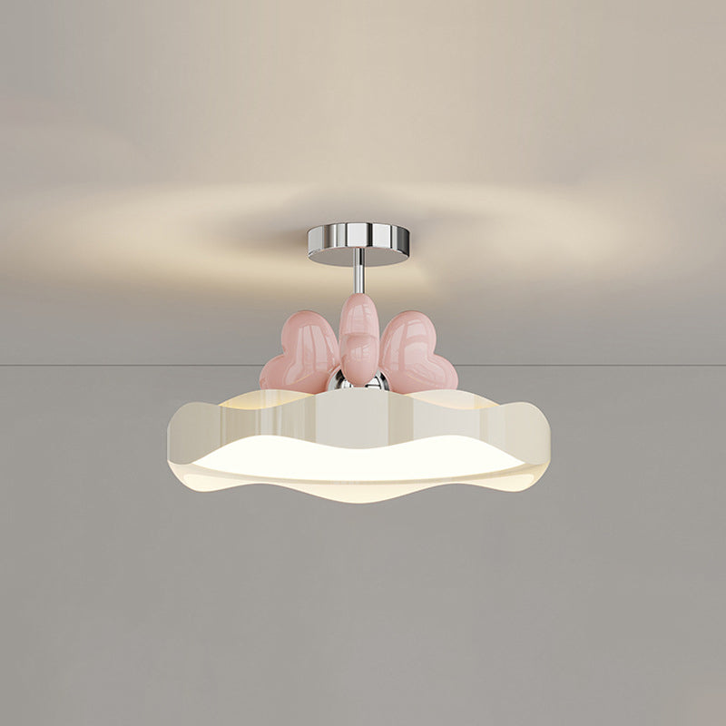 Lumendat Contemporary Nordic Kids Round Heart Iron Acrylic PU LED Semi-Flush Mount Ceiling Light For Bedroom Lumendat