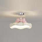 Lumendat Contemporary Nordic Kids Round Heart Iron Acrylic PU LED Semi-Flush Mount Ceiling Light For Bedroom Lumendat