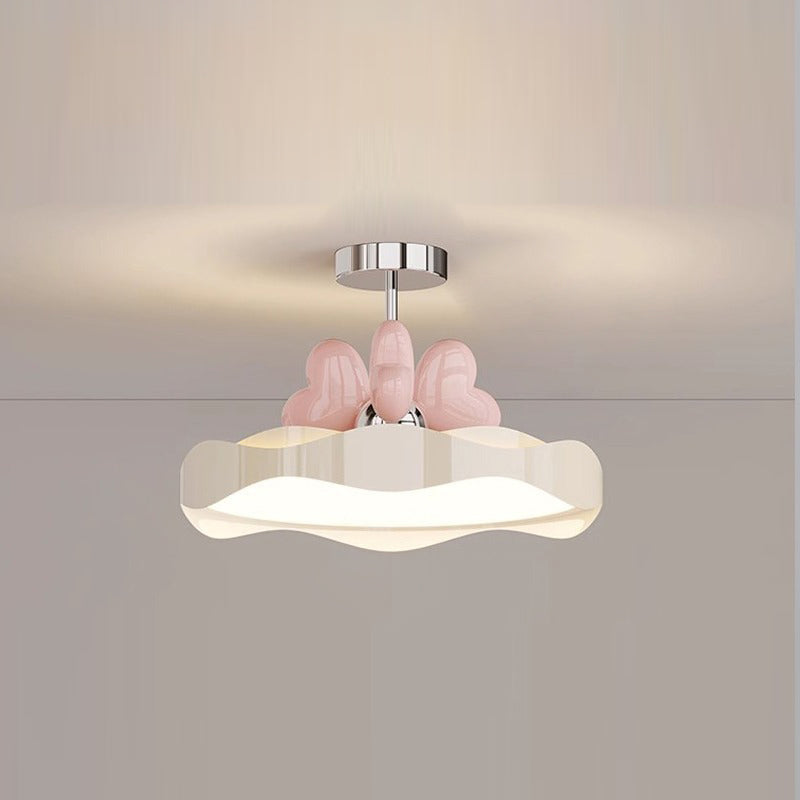 Lumendat Contemporary Nordic Kids Round Heart Iron Acrylic PU LED Semi-Flush Mount Ceiling Light For Bedroom Lumendat